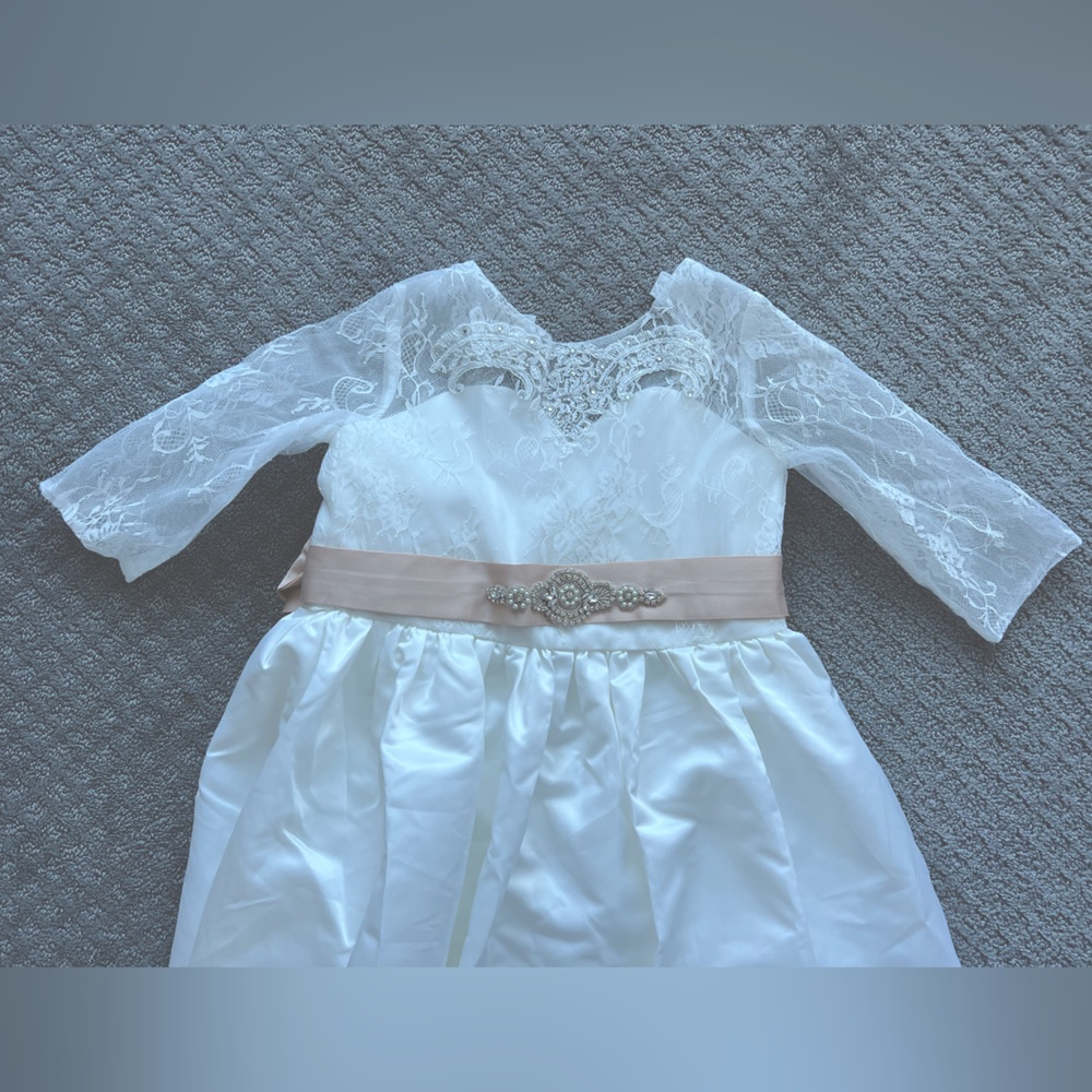 3/4 sleeve scoop neck evening dress for Girl - Size 13 - communion dress